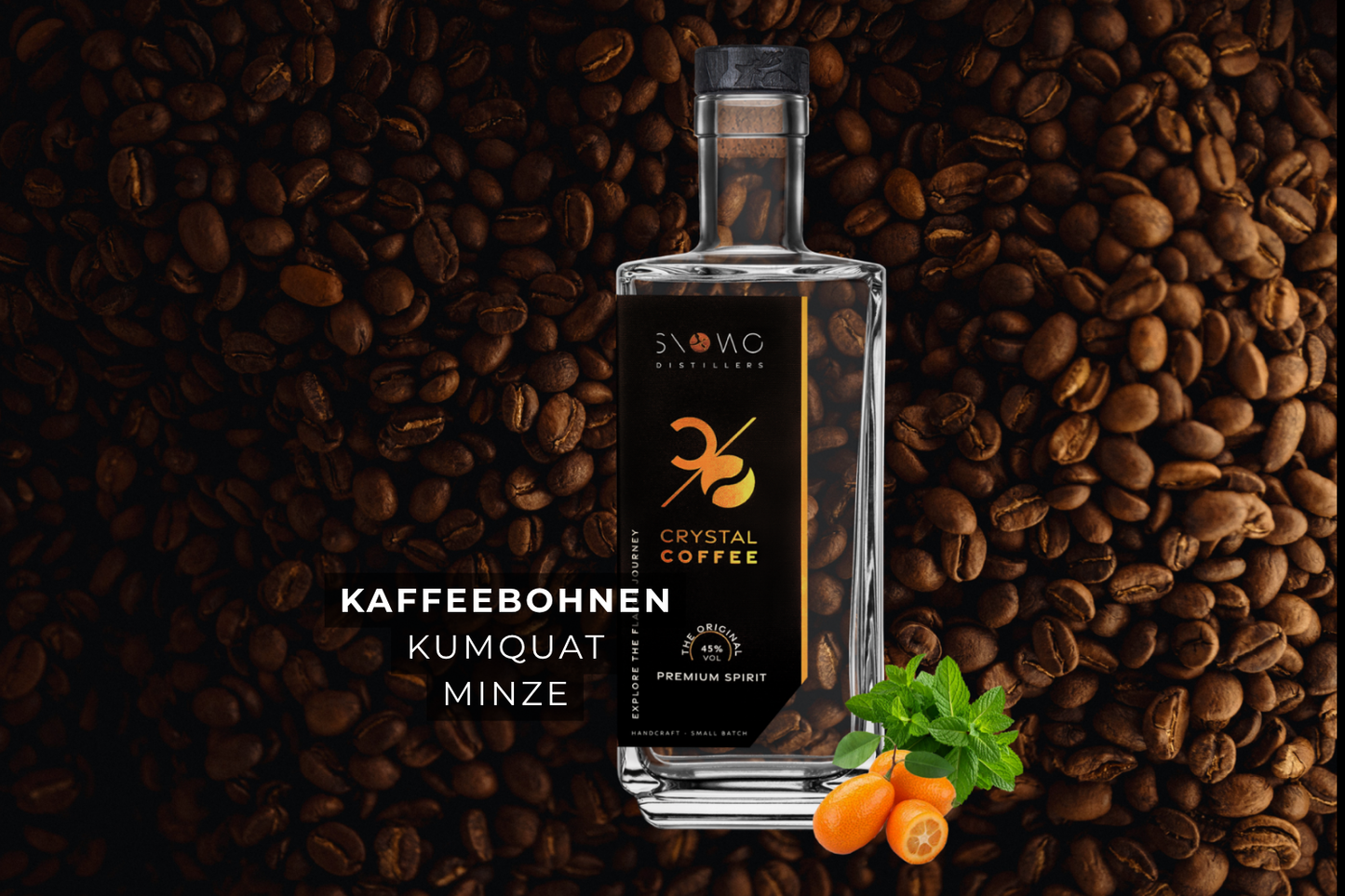 SNOWO Crystal Coffee Kaffeegeist mit Kaffeebohnen, Kumquat und Minze – hochwertige Zutaten für ein klares Aroma